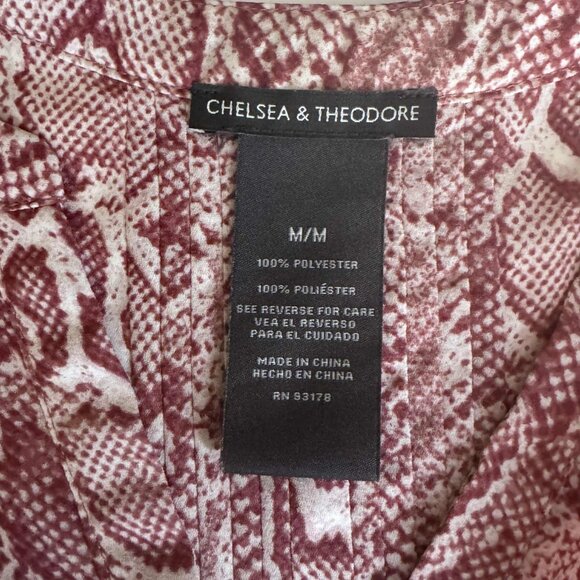 Chelsea & Theodore Red White Snakeskin Pattern Sleeveless Blouse Size M - Picture 5 of 7